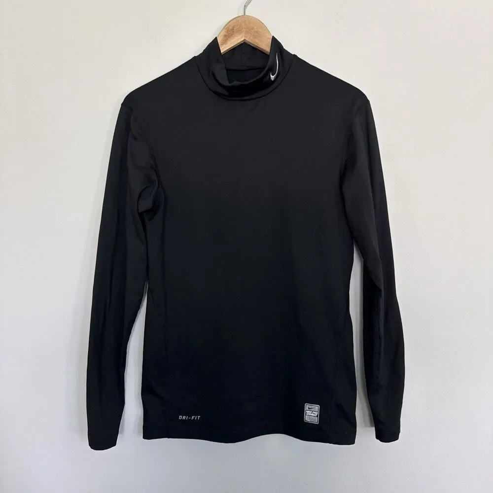 Nike Pro Combat Dri Fit Compression Mock Neck Shirt Men's L Long Sleeve Training